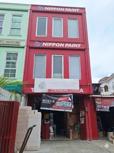 Tampak Depan Gedung TB Timur Jaya Kwitang Merah Nippon Paint
